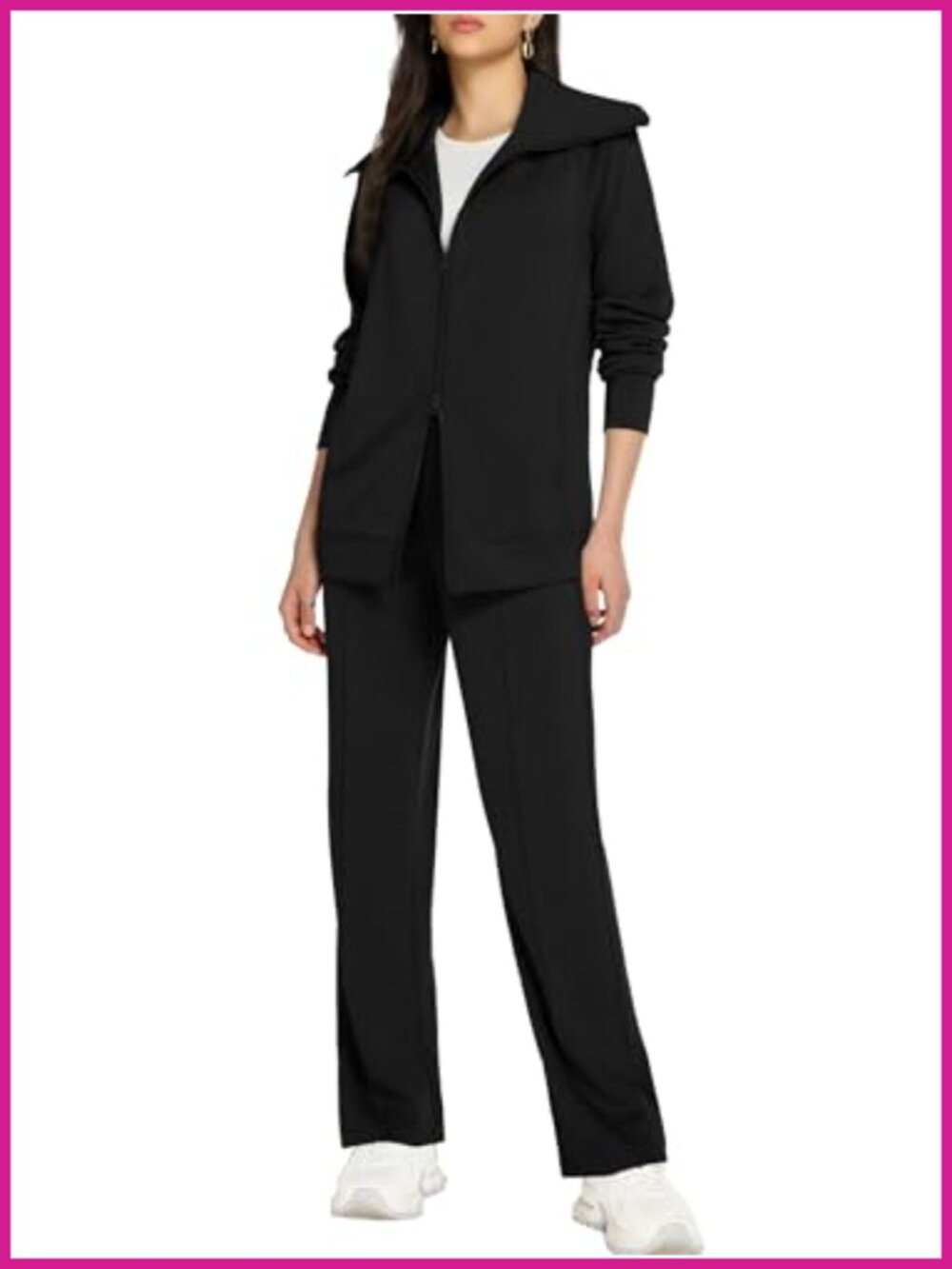 Women's 2 Piece Lounge Set Zip Up Tracksuit Straight Leg Pants